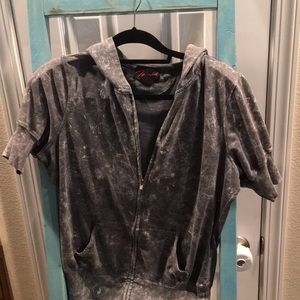 Torrid distressed short sleeve hoodie.